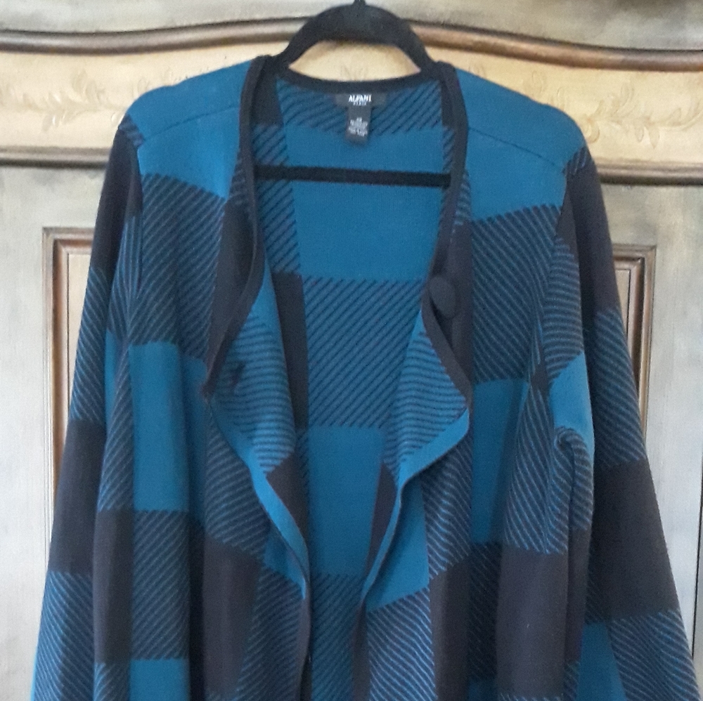Alfani Plaid Sweater Coat Jacket